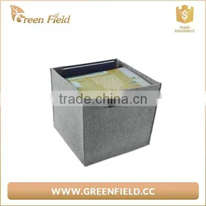 Genuine Leather Handle Storage Basket Household Storage Box Felt Storage Bin thumbnail-2