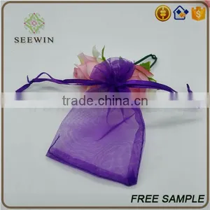 Fancy Wedding Mini Sheer Soft Slight Purple Organza Bags thumbnail-2