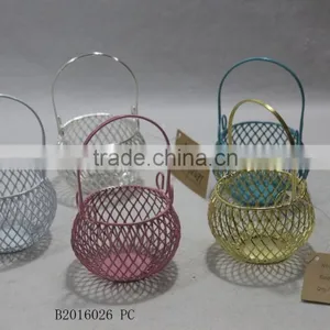 Round Metal Gift Basket With a Handle for Wedding Decoration thumbnail-2