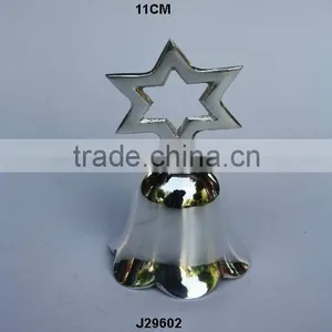 Brass Bell With Brass Handle With Star Handle Sliver Plated thumbnail-1