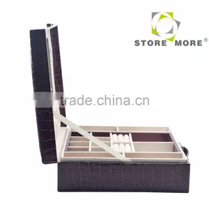 Leather Watch Organizer Storage Case Jewelry Box With Lock & Mirror thumbnail-3