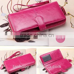 New Fashion Women Sheepskin Handbag Purse Leather Wallet Card Package Long Wallet thumbnail-3