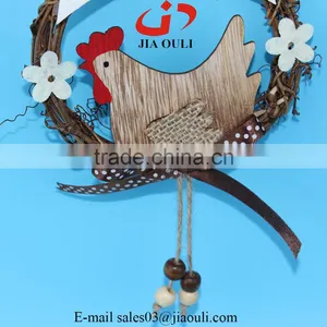 Hot Sales With Wood Chicken Easter Decorations Rattan Wreath thumbnail-3