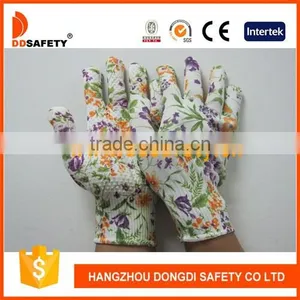 DDSAFETY 2017 13G Flower Design Nylon With White PVC Dots on Palm Gloves thumbnail-1