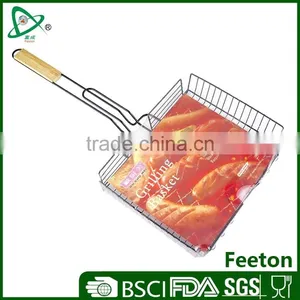 Non-stick Grill Basket With Wooden Handle thumbnail-1