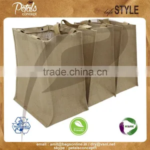 2017 Designer PP Laminated Jute Tote Bag With Web Handle Set of Three Bag thumbnail-6