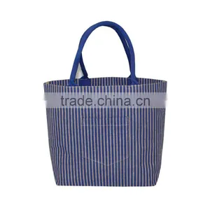 Eco-friendly Reusable Bag Women Grocery Shopping Tote Bag With Handles Large Jute Burlap Bag With Cotton Handles thumbnail-1