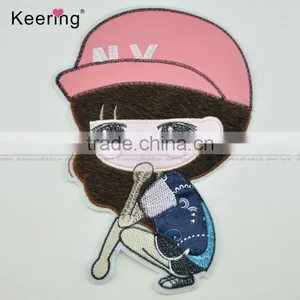 Pretty Girl Custom Embroidery Textile Patches for Garment Accessory thumbnail-1