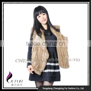 CX-G-B-192F 2016 Latest Knitted Rabbit Fur Fashion Womens Gilet thumbnail-4