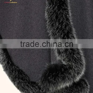 Winter Warm Wool Knitted Poncho Lady Fur Poncho thumbnail-5