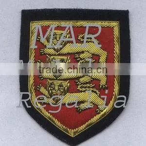 Three Lion Hand Embroidery Blazer Badge,Bullion Badge thumbnail-1