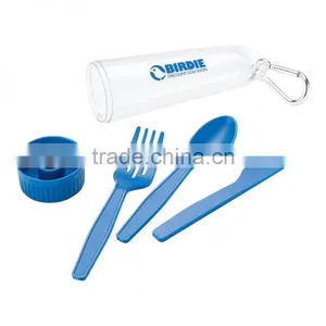 Portable Cutlery Set - Includes Fork, Knife and Spoon in Transparent Storage Case With Handy Aluminum Carabiner thumbnail-3