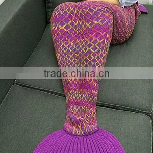Bedroom Decor Crochet Knit Colors Fish Design Super Softextile Blanket Cozy Mermaid Tail Blanket With Sleeves thumbnail-6