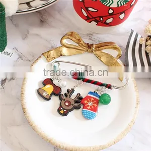 Resin Christmas Pin Brooches Pere David's Deer Bell Silver Tone Multicolor Clear Rhinestone Brooch Pin thumbnail-1