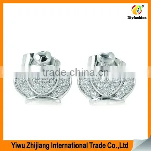 2017 New Fashion Inlay Zircon Platinum Plating Crown Earrings thumbnail-3