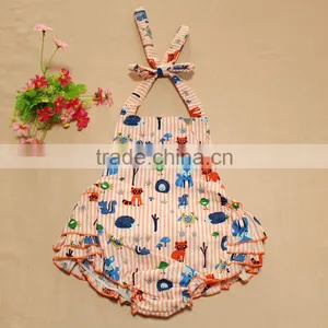 Animal Printed Toddler Ruffle Romper Dress thumbnail-2