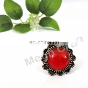 Antique Designer Stone Boho Tribal Silver Ring-Oxidized Banjara Traditional Handmade Rings thumbnail-1