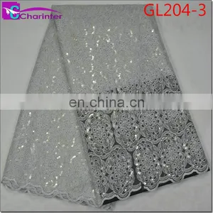 High Quality African Organza Sequin Lace Fabric GL204 thumbnail-4