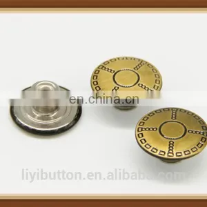 Antique Brass Polish Finish Metal Movable Shank Buttons for Jeans thumbnail-1