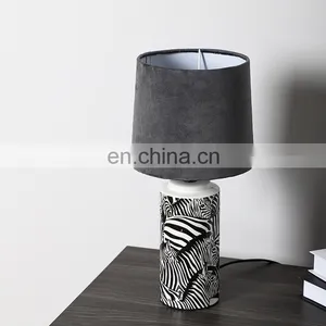 Wholesale Living Room Animal Desk Lamp Custom Bedside Ceramic Lamp With Zebra Pattern Decoration thumbnail-3