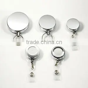 Metal Retractable Pull Chain Reel ID Card Badge Holder Reel Recoil Belt Clip thumbnail-1