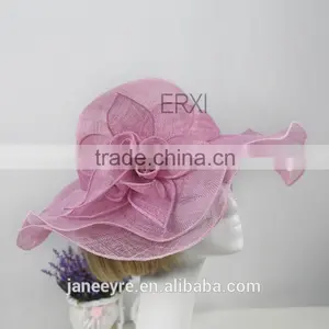 Hot Sale Sinamay Hat,Ladies Church Peach Flower Sinamay Hat 2015 thumbnail-2