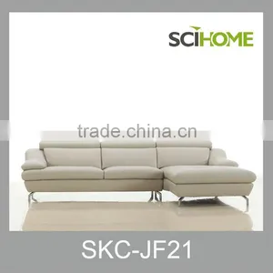 Modern Furniture Low Armrest Adjustable Headrest White Leather Sofa thumbnail-1