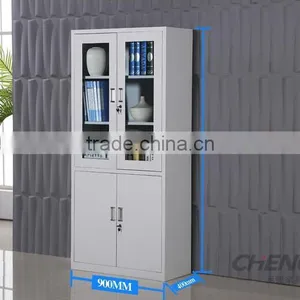 RAL 7035 Glass Door Metal Display Bookcase Office Filing Cabinet Metal File Cabinet for Office Use thumbnail-1