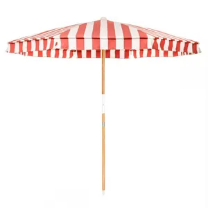 2.5M Large Fringe Beach Umbrellas Wholesale Outdoor Patio Sunshade Umbrella OEM Customized Waterproof Polyester Fabric Aluminum Pole thumbnail-4