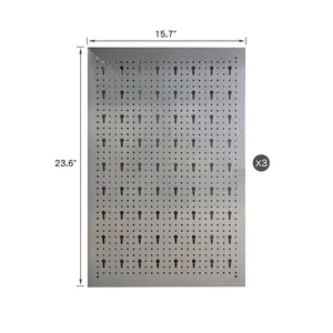 Steel Workbench With Two Drawers and Two Cabinets, Includes 3 Metal Pegboards and 22 Hooks, thumbnail-5