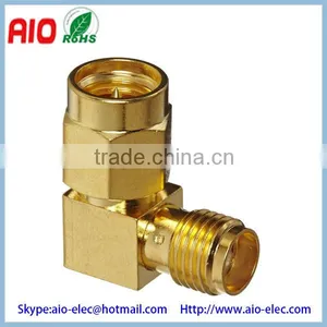 50 Ohms Brass SMA Right Angle Plug Male to SMA Jack Female RF Connector Adapter thumbnail-1