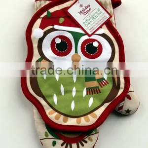 Good Quality Printed Cotton Oven Mitt Set and Potholder thumbnail-2
