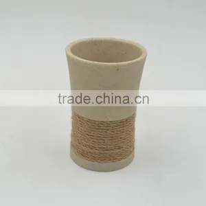 Beige Polyreisn Sandstone Bathroom Accessories Set With Hemp Rope thumbnail-3