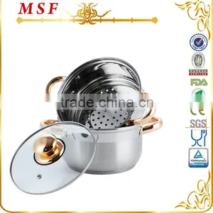 2layer Classical Gold Plated Stainless Steel Steam Pot 18*6.5cn thumbnail-1