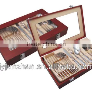 24pcs Cutlery in Visable Wooden Box and Stainless Steel 410 Material Factory Sell Directly thumbnail-1