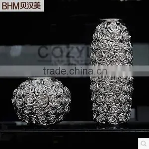 2pics Set Ceramic Electroplated Decor Flower Vase Porcelain Pottery Craft thumbnail-1
