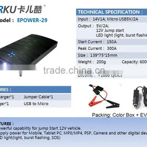 Carku Epower-29 6Ah Battery Jump Starter Mobile Phone Battery Booster Car Emergency Start Jumper Starter Car thumbnail-3