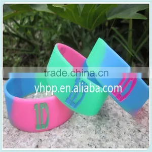 1" Wide Advertising Silicone Wrstband Ink-filled Colour Bracelet thumbnail-1