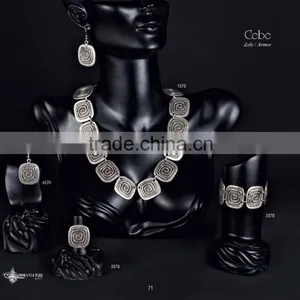 Ring Earring Bracelet Necklace Authentic Turkish Design Jewelry Set Made in Istanbul thumbnail-4