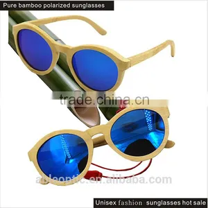 Round Cool 2016 Vogue UV400 Blue Mirror Lens Custom Italy Design Bamboo Wooden Polarized Sunglasses CE Supplier's Choice thumbnail-2