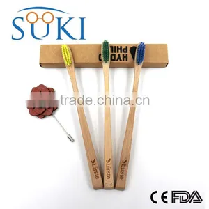 Top Quality 100% Biodegradable Environmental Charcoal Bamboo Toothbrush Natural Bamboo Handle Hotel Bamboo Toothbrush Quality Choice thumbnail-1
