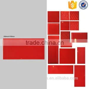 10x20 Indoor Wall Tile, Red Interior Tiles, Pure Color Glossy Glazed Tile Cheap thumbnail-1