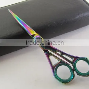 Titanium Color Hair Cutting Razor Scissors, Barber Edge Shears Scissor, Hair Salon Cutting Scissor & Barber Razor Scissor 5.5" thumbnail-1