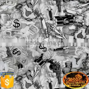 Whole Sale Dazzle Graphic NO.DGDBZ01686 Weapon Design 3D Water Transfer Printing Film Material Hydrographic Film thumbnail-1