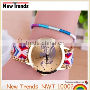 New Design Colorful Braid Rope Geneva Elephant Watch Weave Chain Bracelet Watch thumbnail-1
