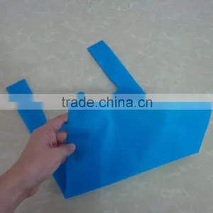 Blue Color no Printing Cheap Plastic pp Bag t Shirt pp Bag Vest Carrier Handle pp Non Woven Bag thumbnail-5