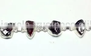Garnet Silver Bracelet, Designer 925 SemiPrecious Silver Bracelet, 925 Sterling Silver Designer Jewelry thumbnail-1