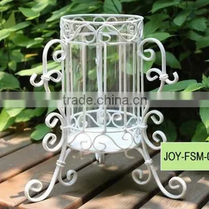Glass Vase With Metal Stand Flower Vase thumbnail-6