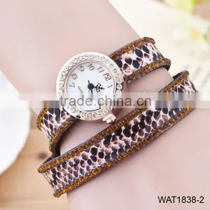 Fashion Women Fish Scale Wristwatch Leather Cord Bracelet Wrist Watch thumbnail-2