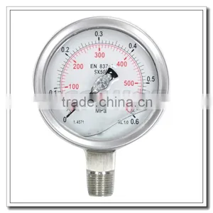 High Quality 4 Inch All Stainless Steel Bourdon Tube Oil Filled Pressure Meter thumbnail-6